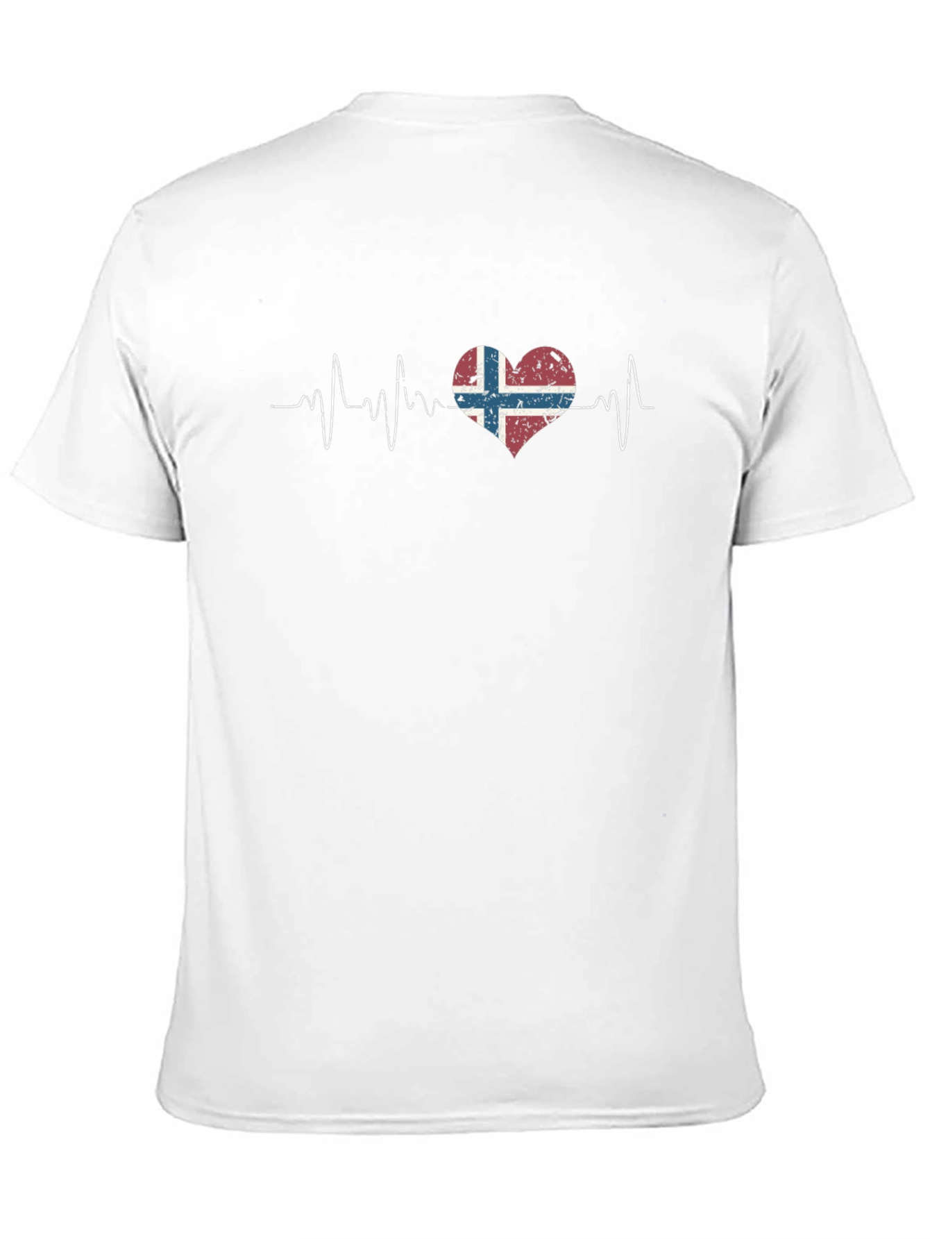 Norway Flag Heartbeat T-Shirt - Distressed Design