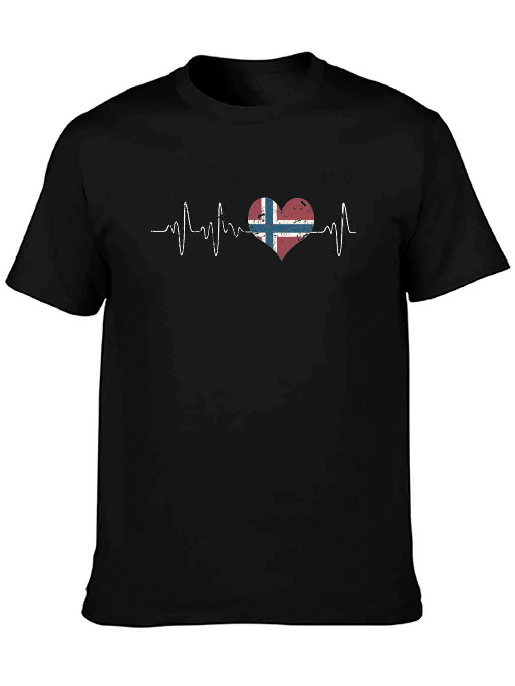 Norway Flag Heartbeat T-Shirt - Distressed Design