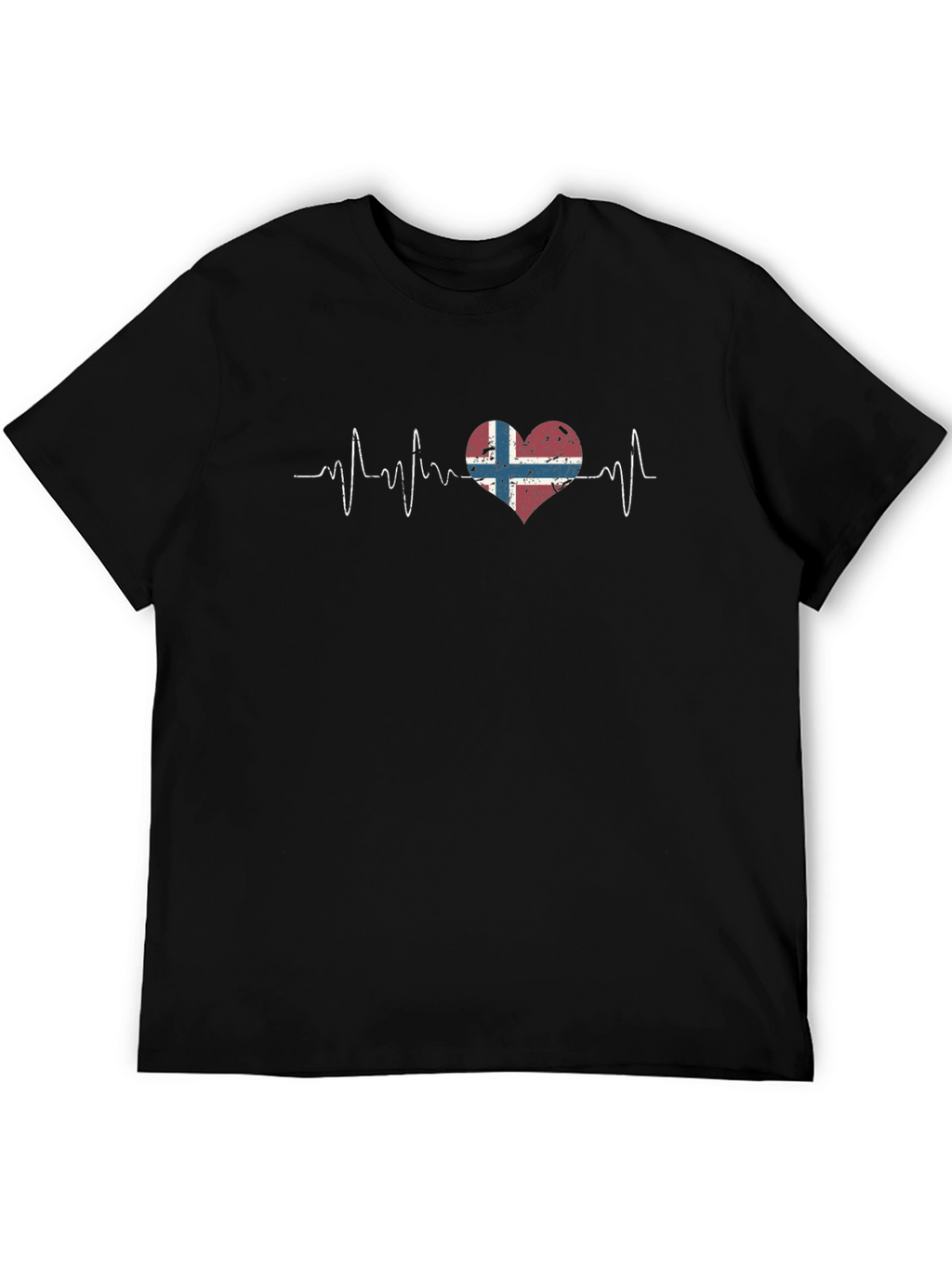 Norway Flag Heartbeat T-Shirt - Distressed Design