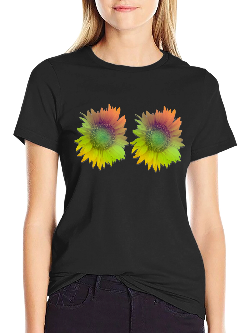 Sunflower Graphic Tee - Stylish Black T-Shirt