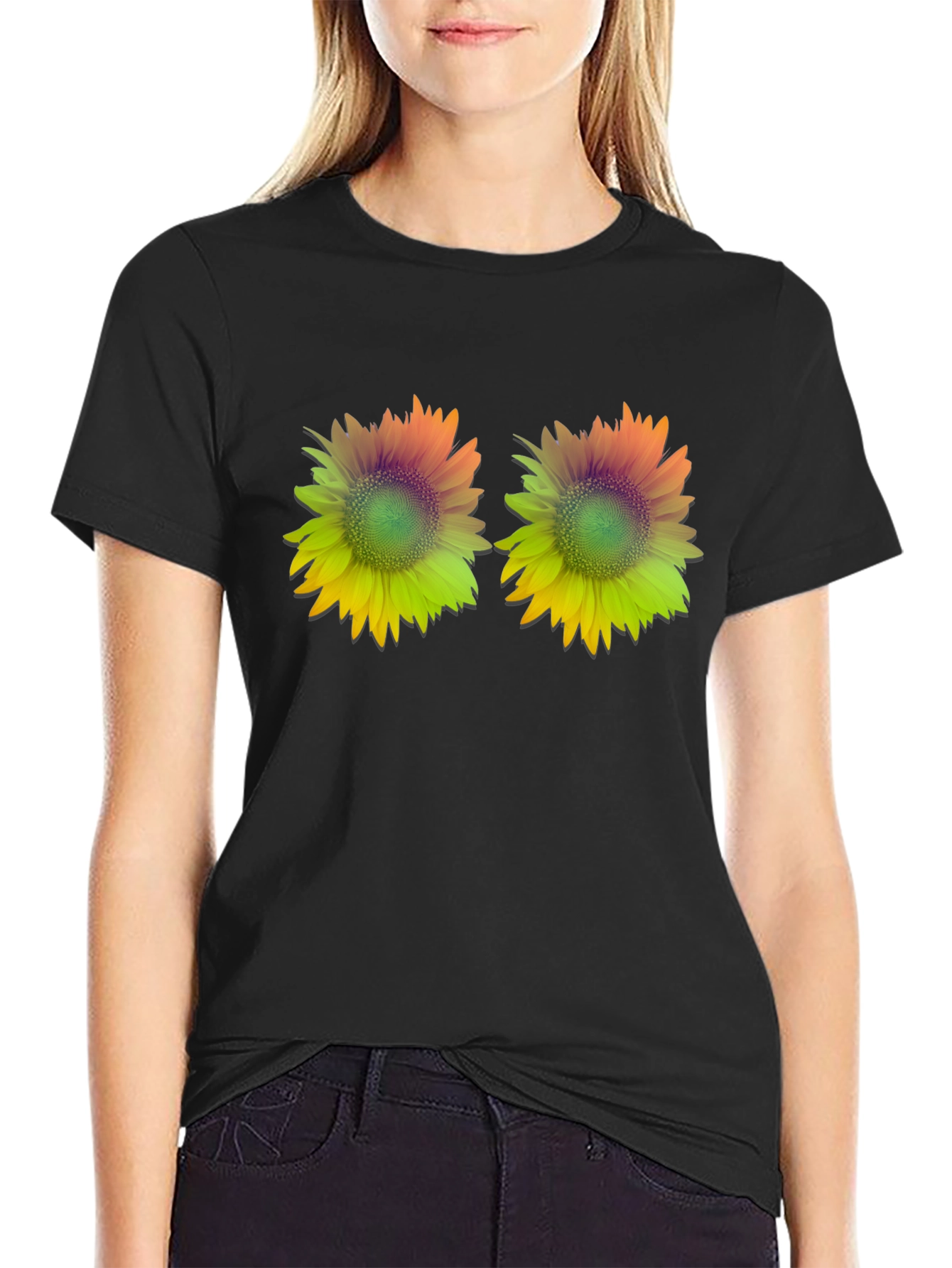 Sunflower Graphic Tee - Stylish Black T-Shirt