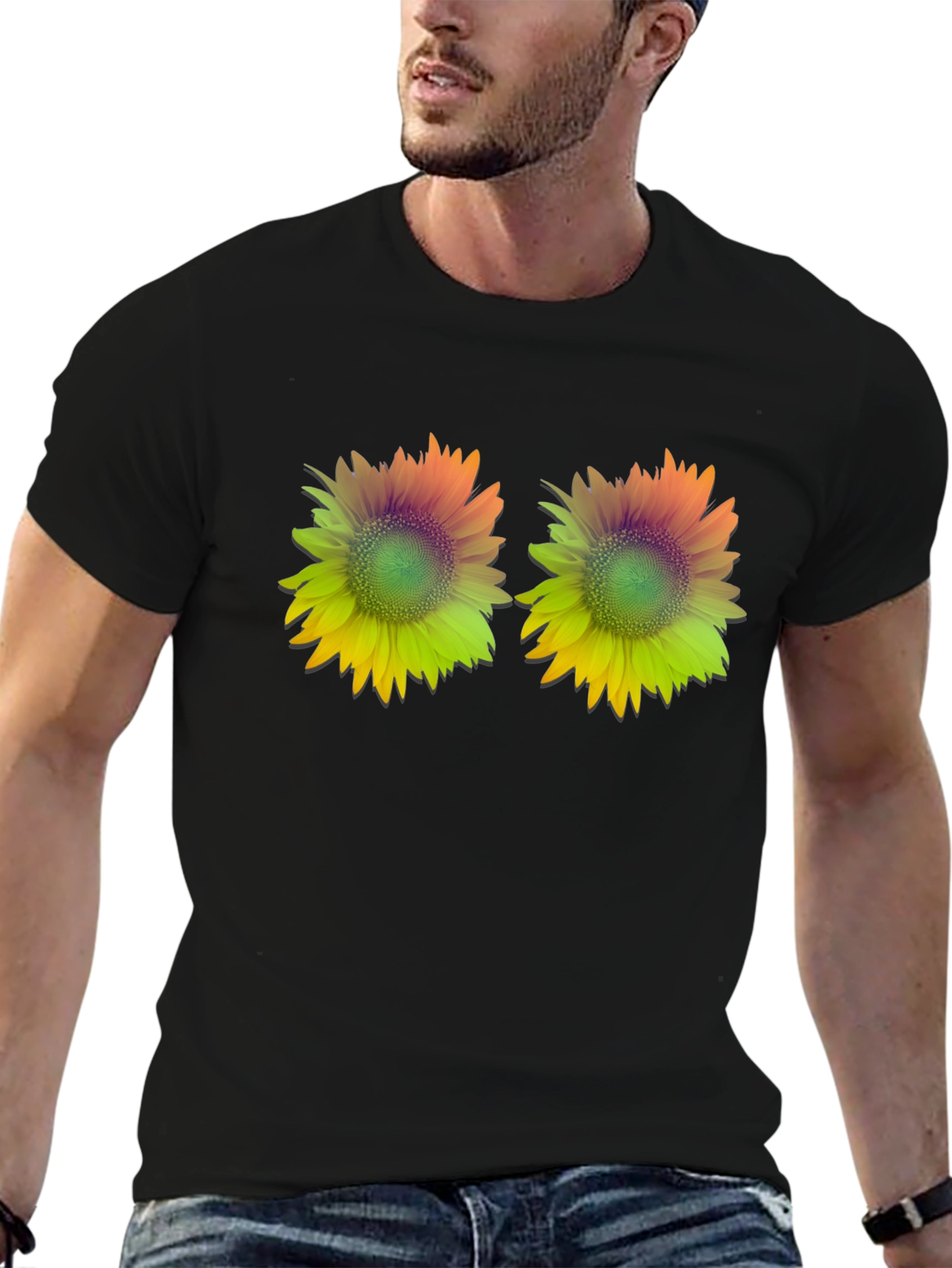 Sunflower Graphic Tee - Stylish Black T-Shirt