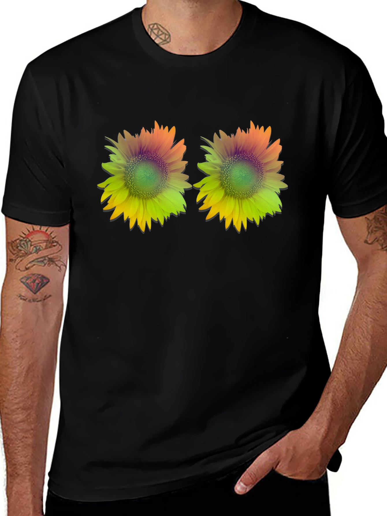 Sunflower Graphic Tee - Stylish Black T-Shirt