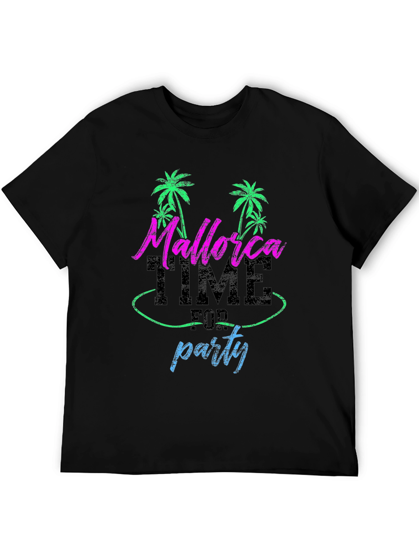 Mallorca Time for Party Graphic Tee - Black Cotton T-Shirt