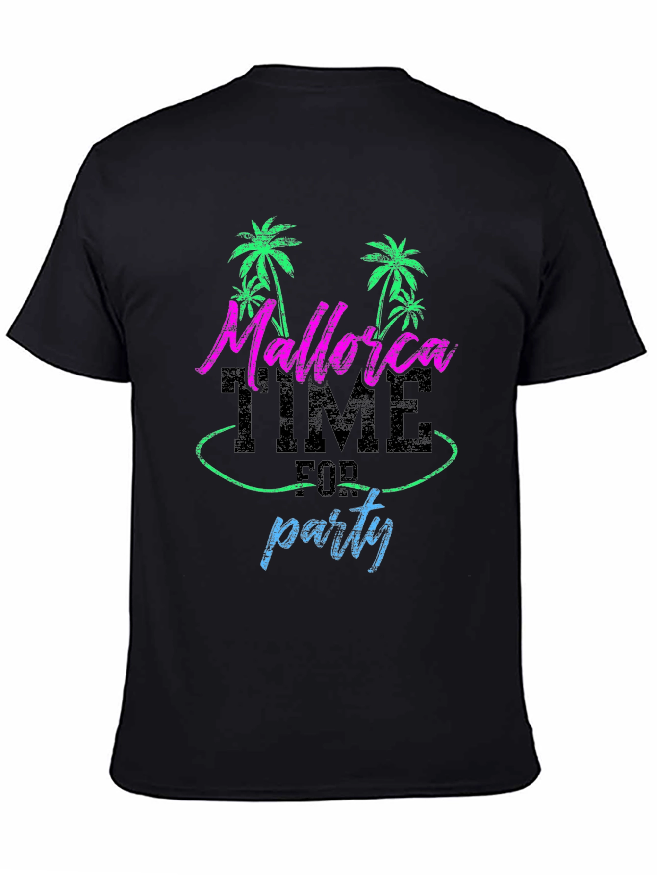 Mallorca Time for Party Graphic Tee - Black Cotton T-Shirt