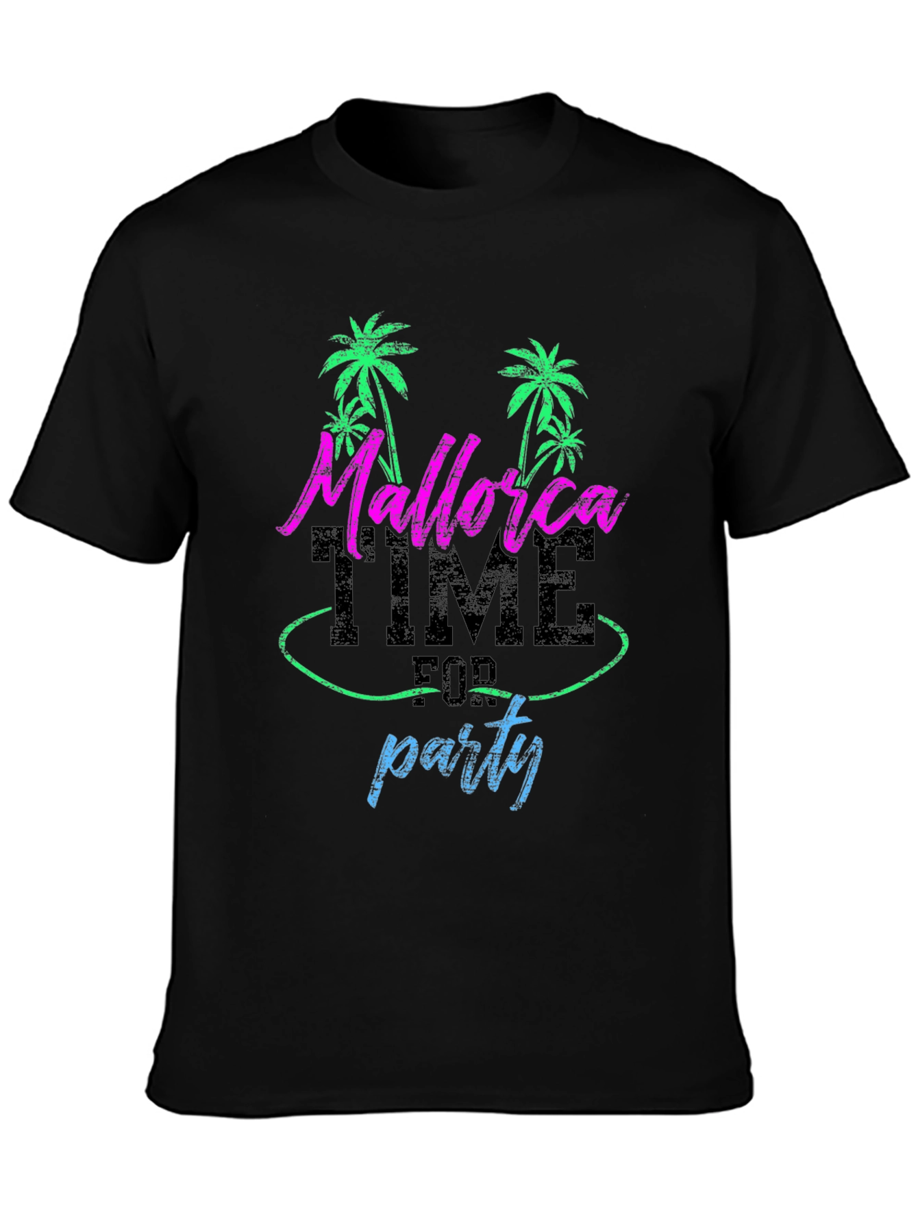 Mallorca Time for Party Graphic Tee - Black Cotton T-Shirt