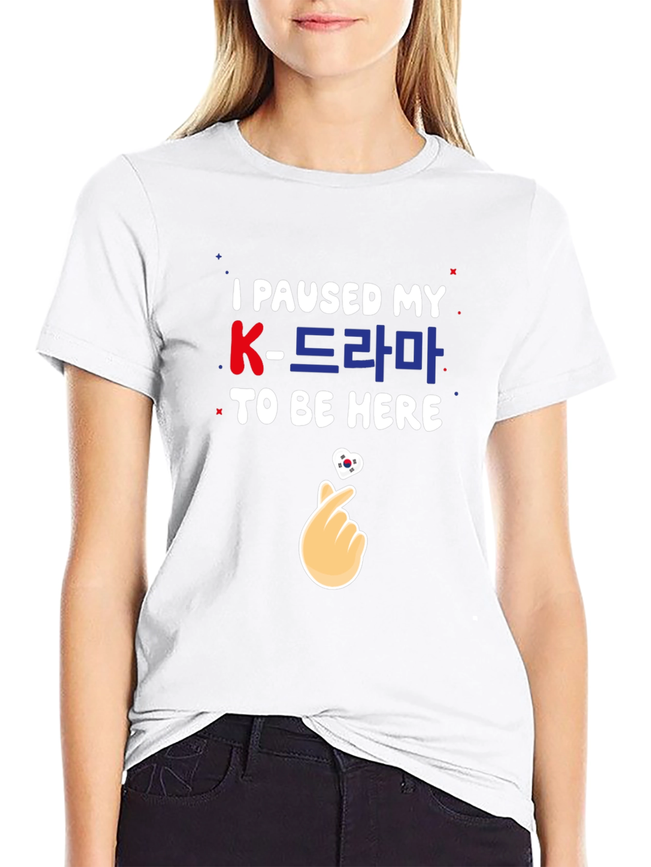 I Paused My K-Drama Black T-Shirt