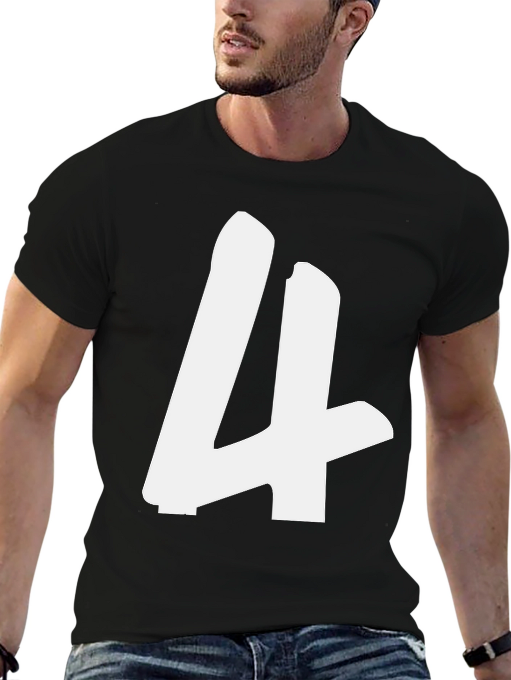 Bold Number 4 Graphic T-Shirt - Casual Style