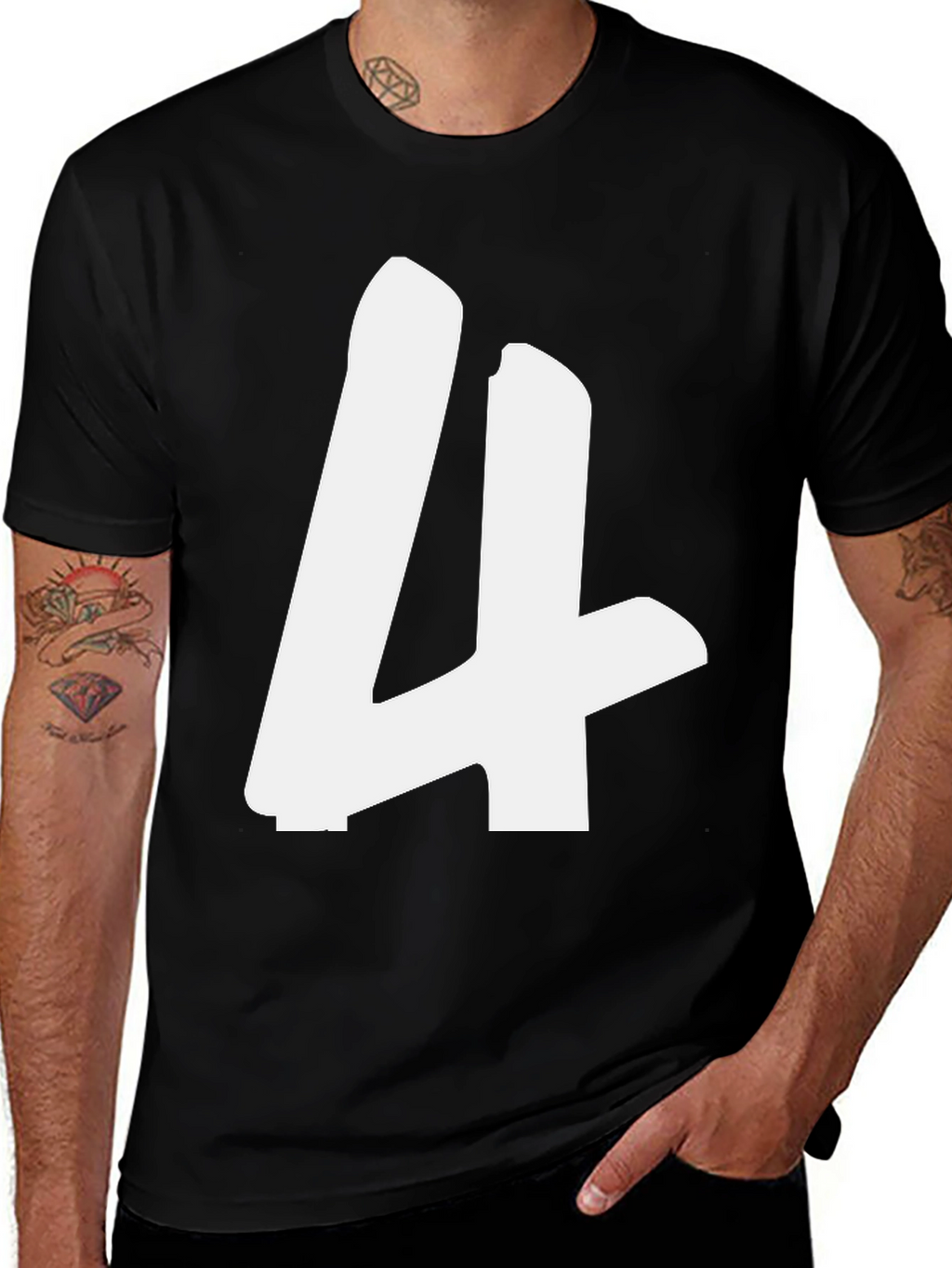 Bold Number 4 Graphic T-Shirt - Casual Style