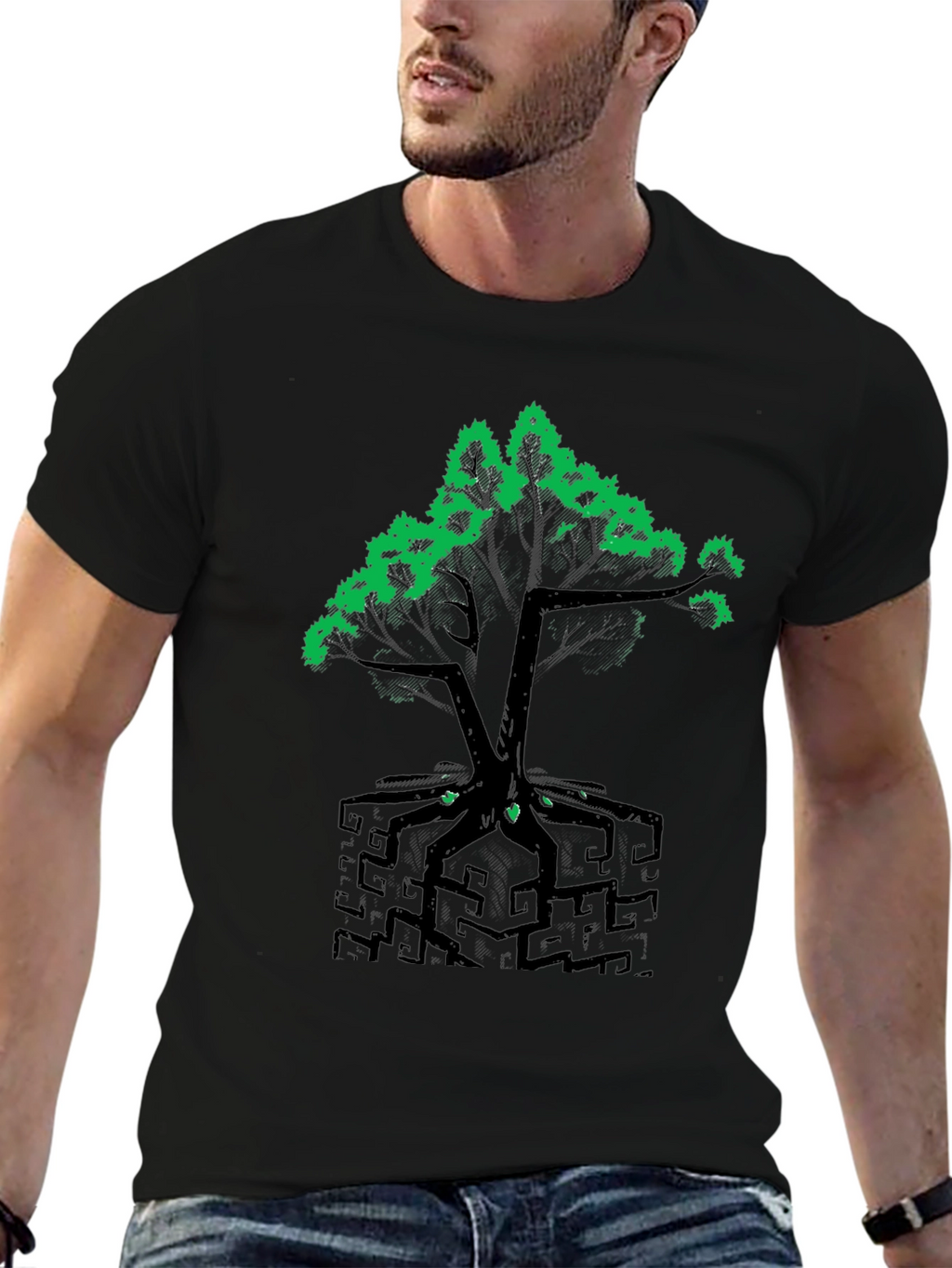 Abstract Tree Graphic Tee - Modern Style