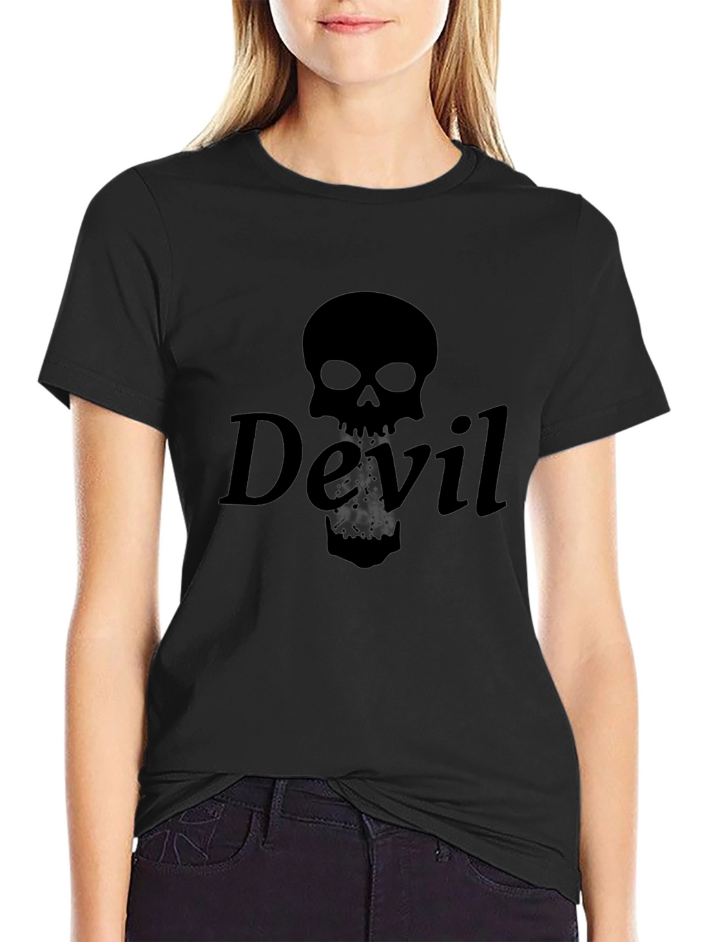 Devil Skull Graphic Tee - Mens Black Cotton T-Shirt