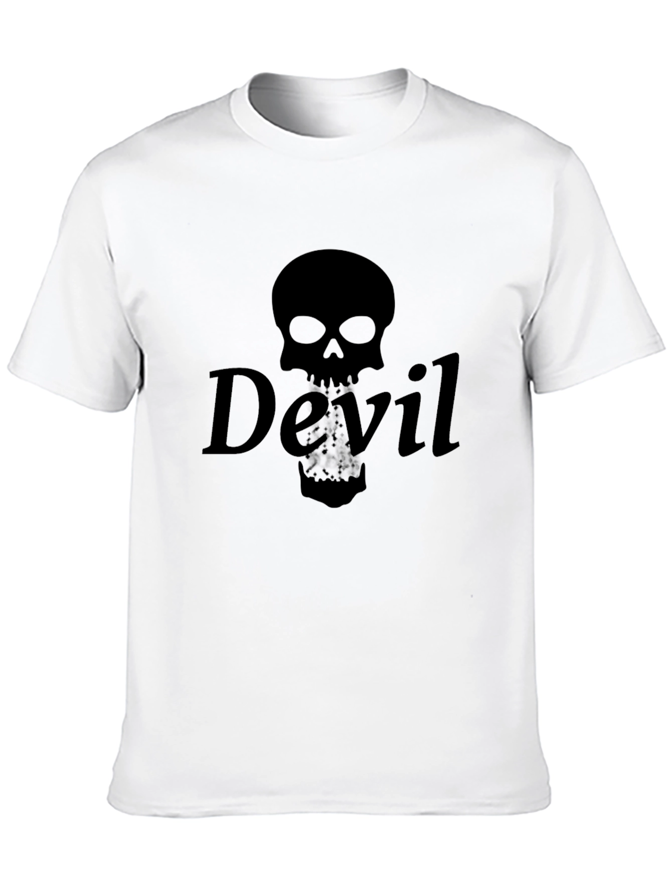 Devil Skull Graphic Tee - Mens Black Cotton T-Shirt
