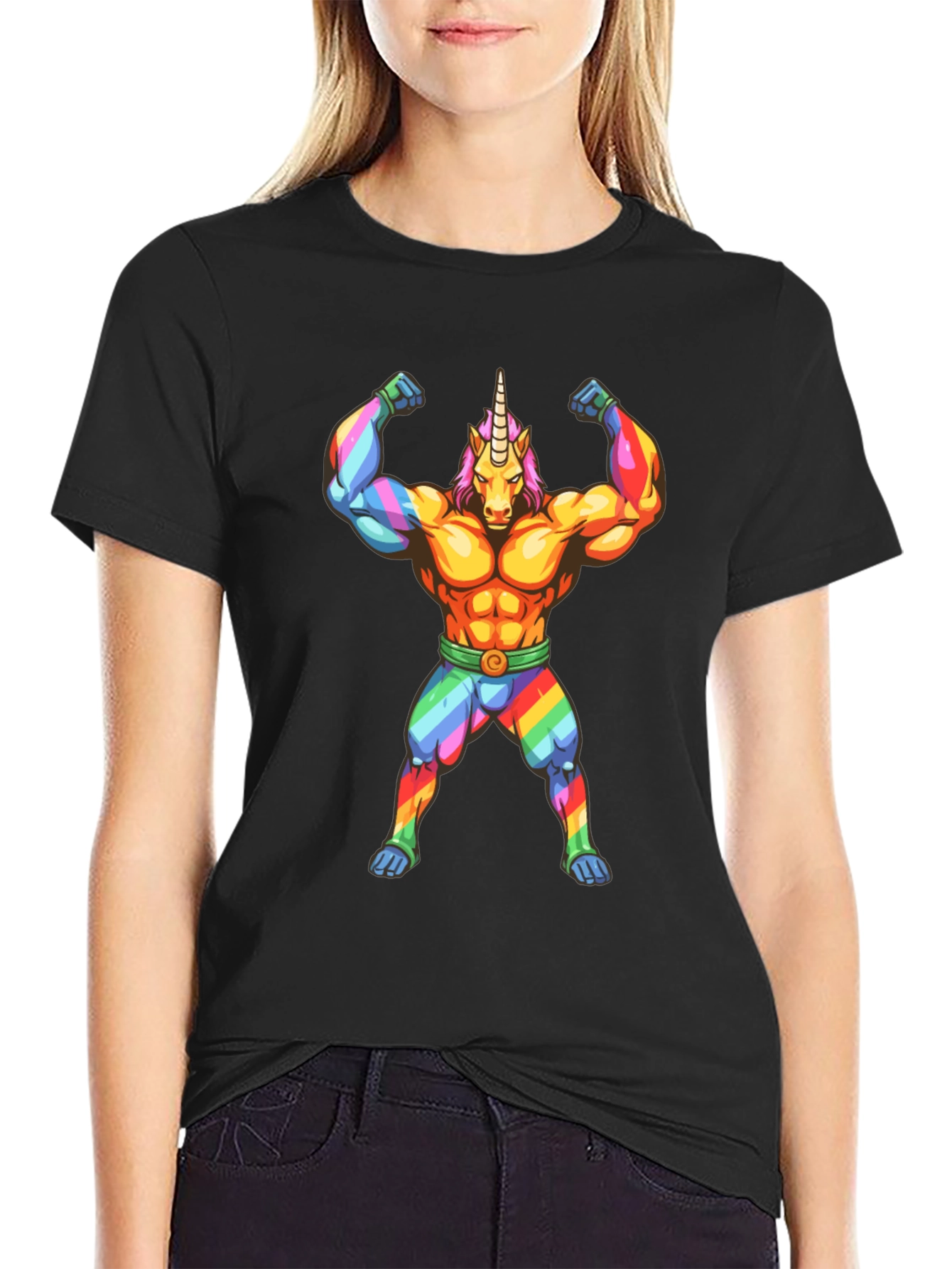 Rainbow Unicorn Muscle T-Shirt - Bold Graphic Tee