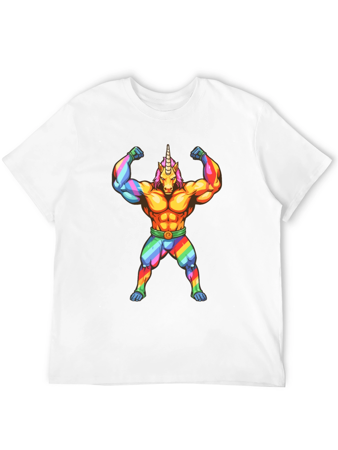 Rainbow Unicorn Muscle T-Shirt - Bold Graphic Tee