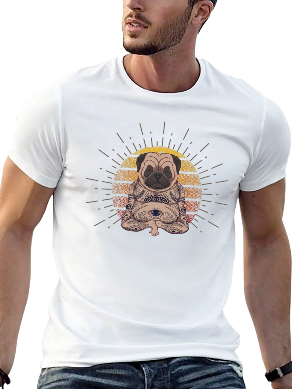 Meditating Pug Graphic Tee - Zen Vibes