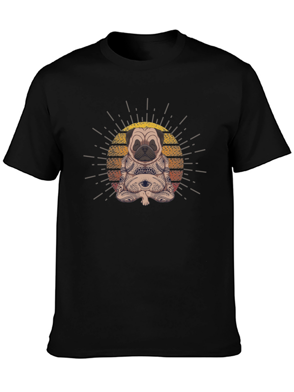 Meditating Pug Graphic Tee - Zen Vibes