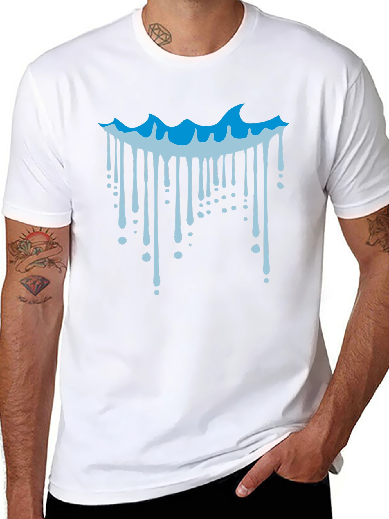 Cool Wave Drip Graphic Tee - Black Cotton T-Shirt