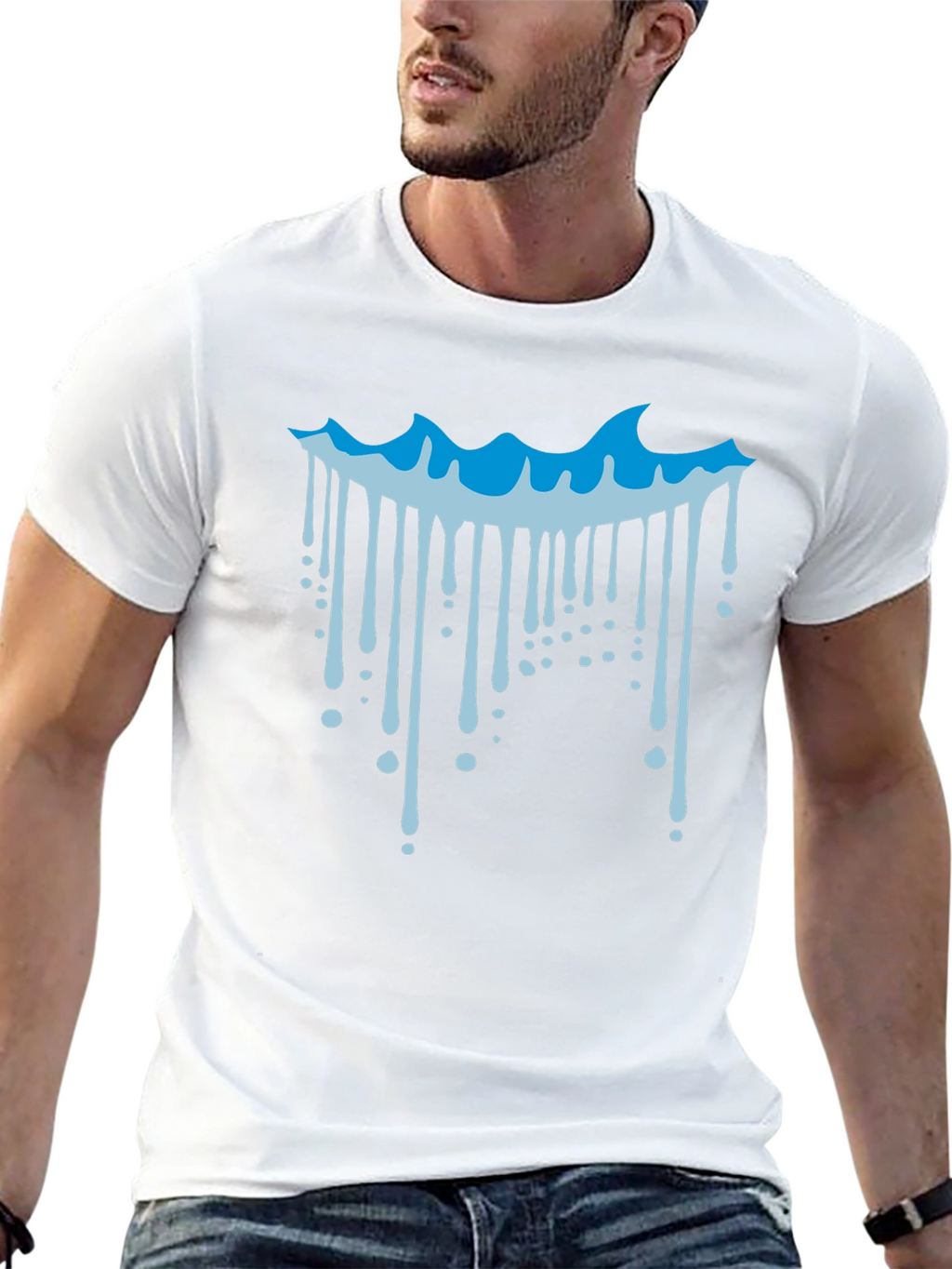 Cool Wave Drip Graphic Tee - Black Cotton T-Shirt