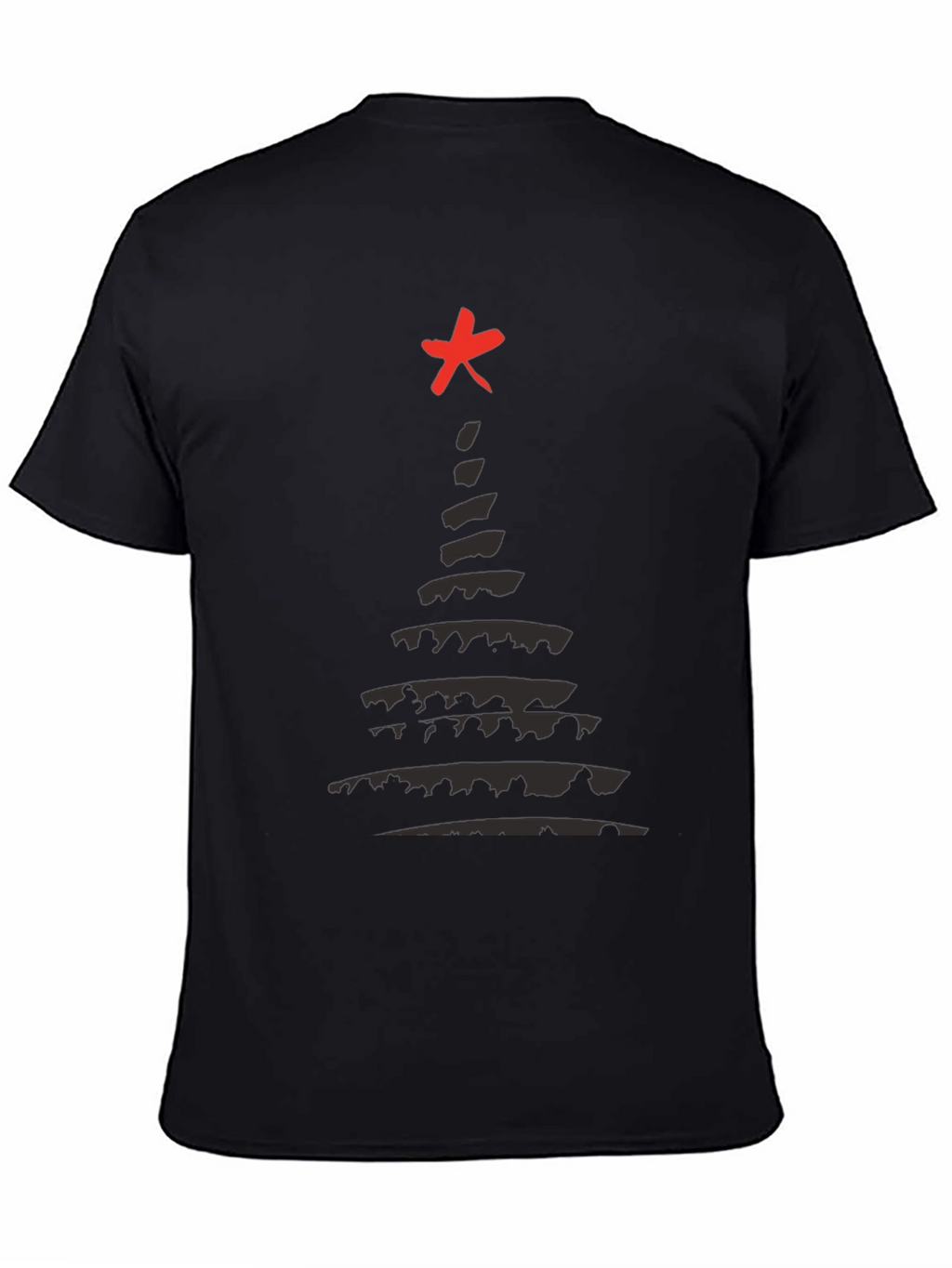 Abstract Christmas Tree T-Shirt - Black