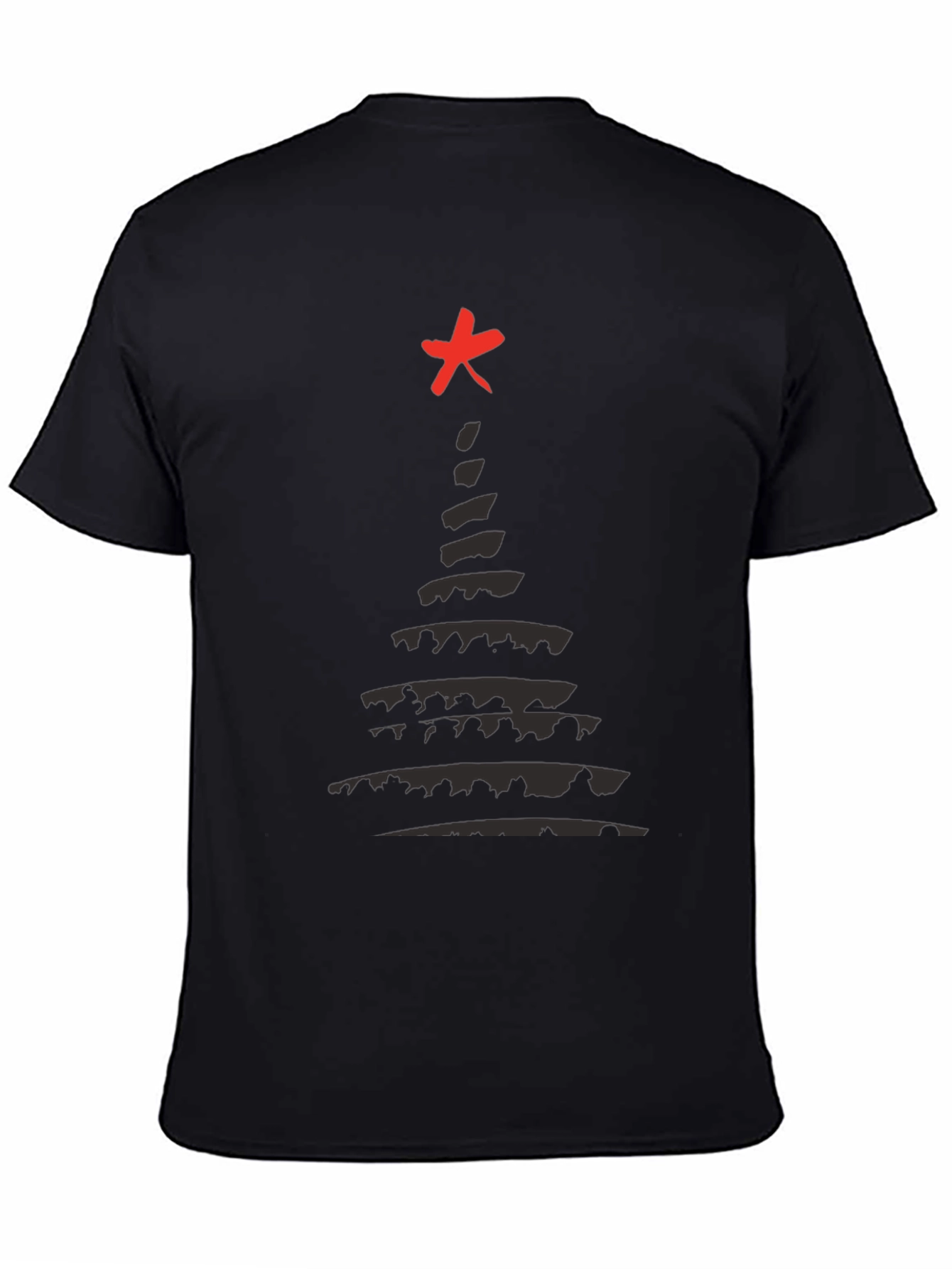 Abstract Christmas Tree T-Shirt - Black