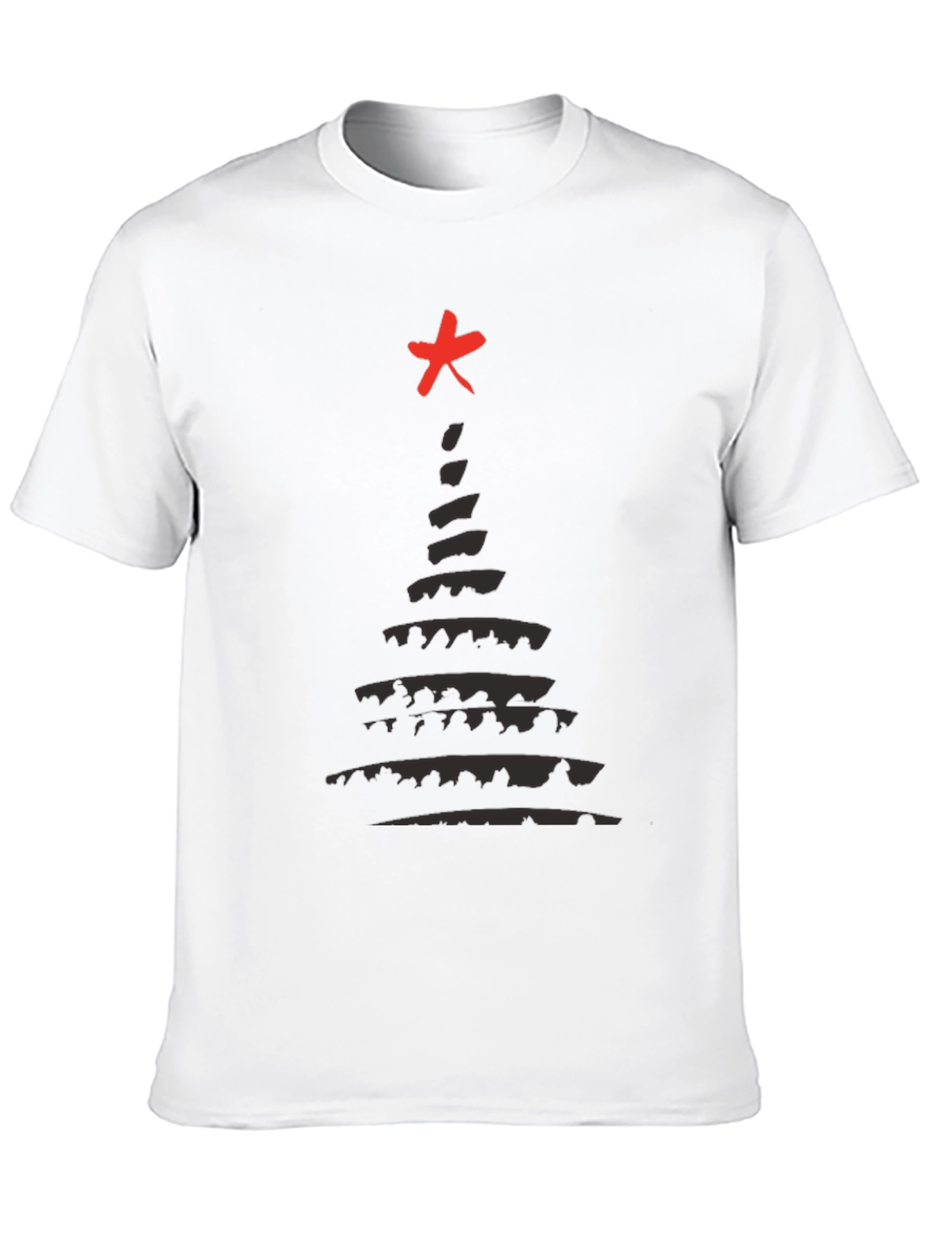 Abstract Christmas Tree T-Shirt - Black