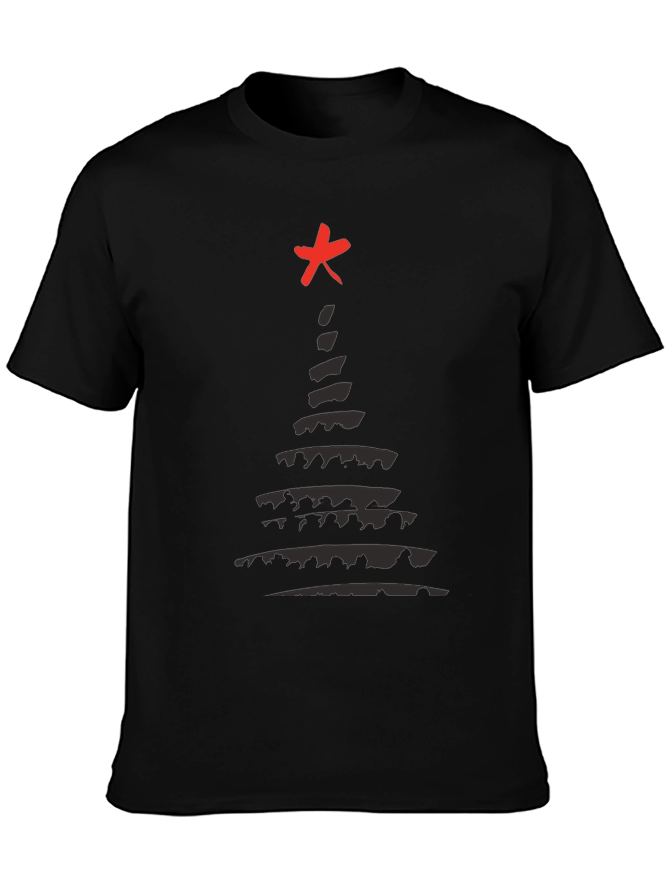 Abstract Christmas Tree T-Shirt - Black