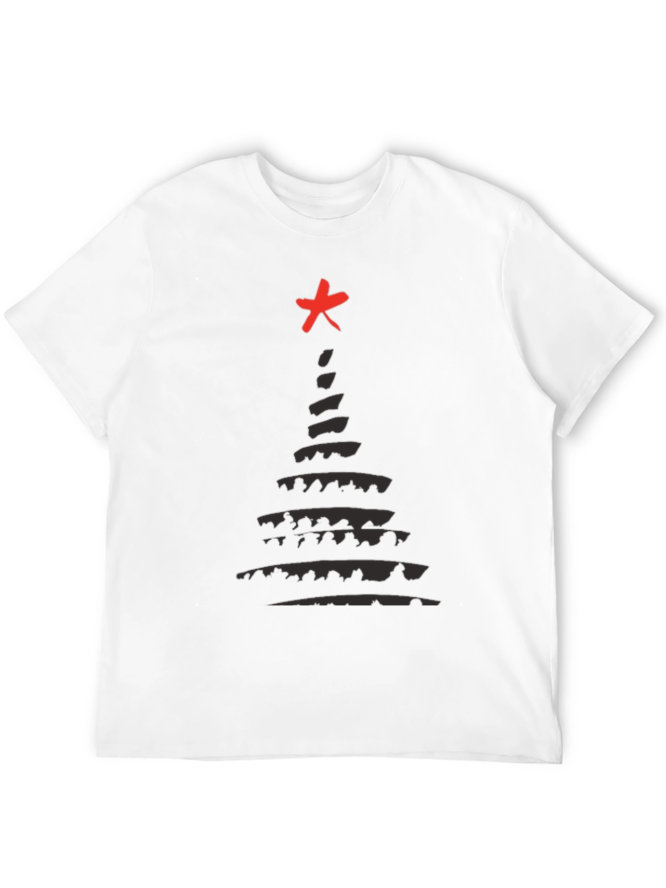 Abstract Christmas Tree T-Shirt - Black