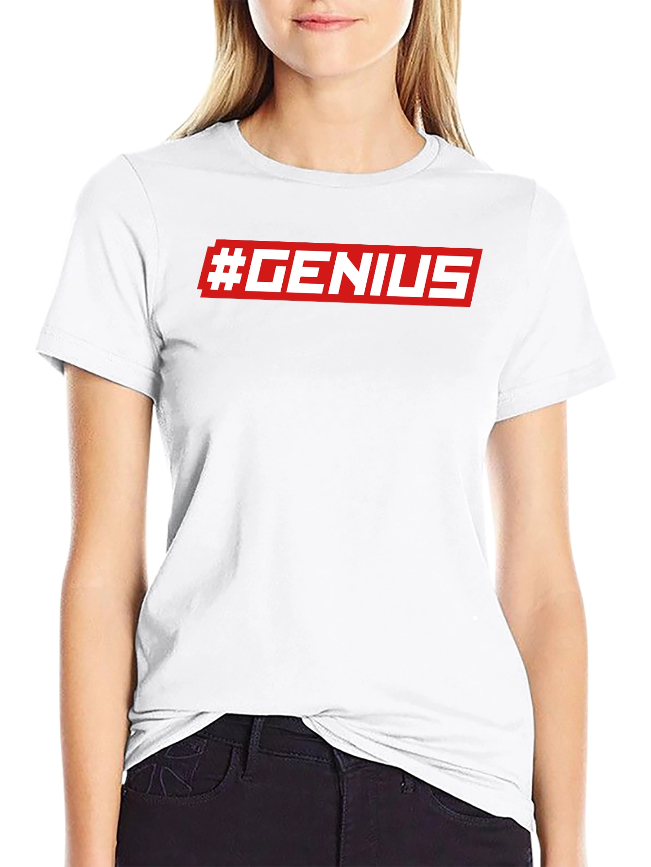 #GENIUS Graphic Print Crew Neck T-Shirt - Modern Style