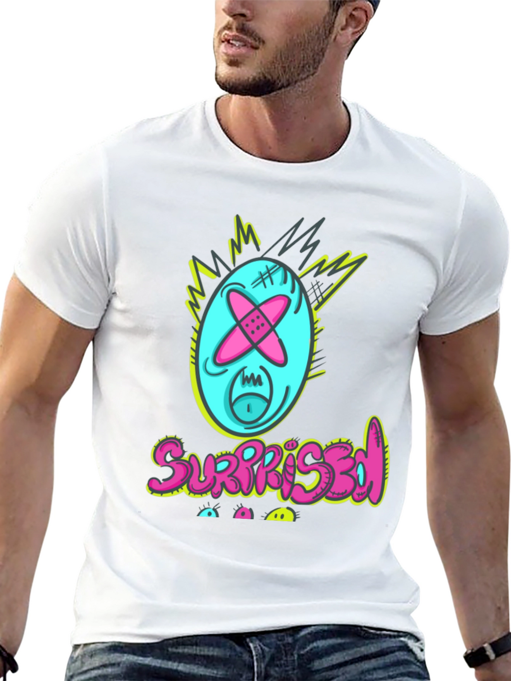 Surprised Graphic Tee - Funny Cartoon Character
