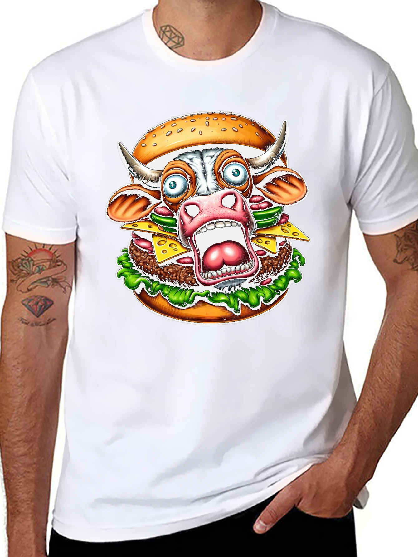 Burger Cow T-Shirt - Funny Graphic Tee