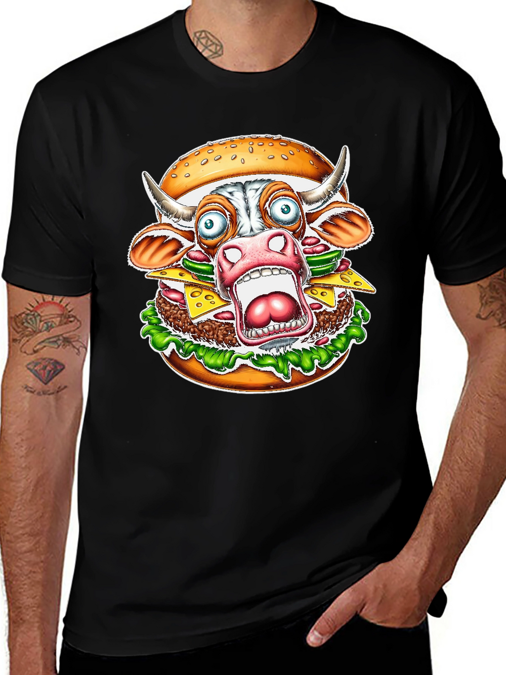 Burger Cow T-Shirt - Funny Graphic Tee