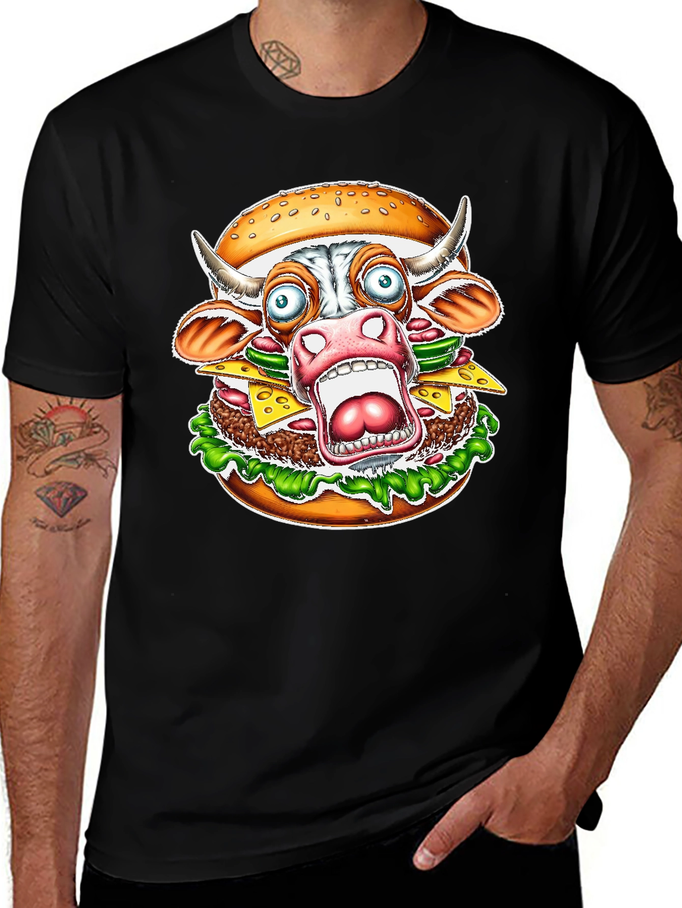 Burger Cow T-Shirt - Funny Graphic Tee