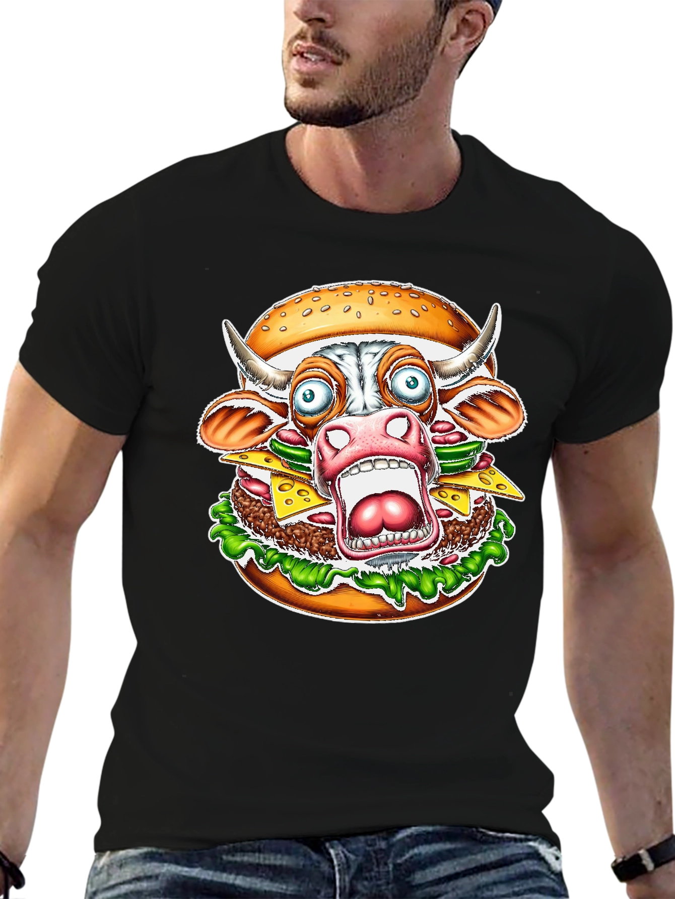 Burger Cow T-Shirt - Funny Graphic Tee