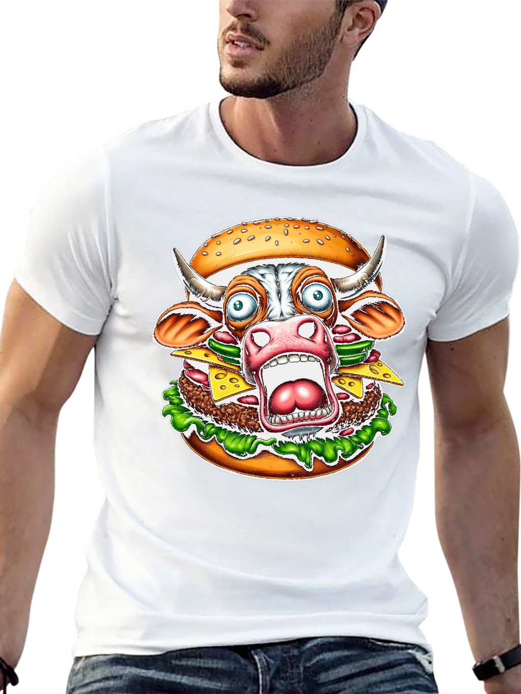 Burger Cow T-Shirt - Funny Graphic Tee