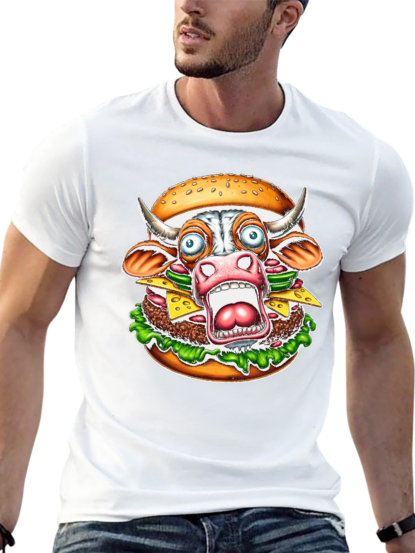 Burger Cow T-Shirt - Funny Graphic Tee