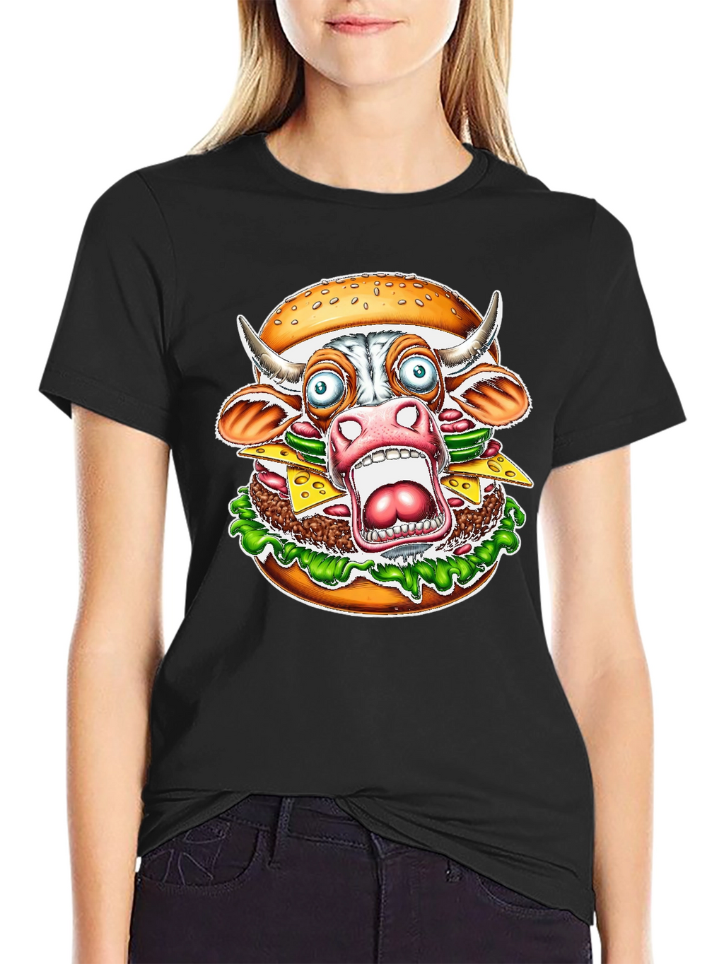 Burger Cow T-Shirt - Funny Graphic Tee