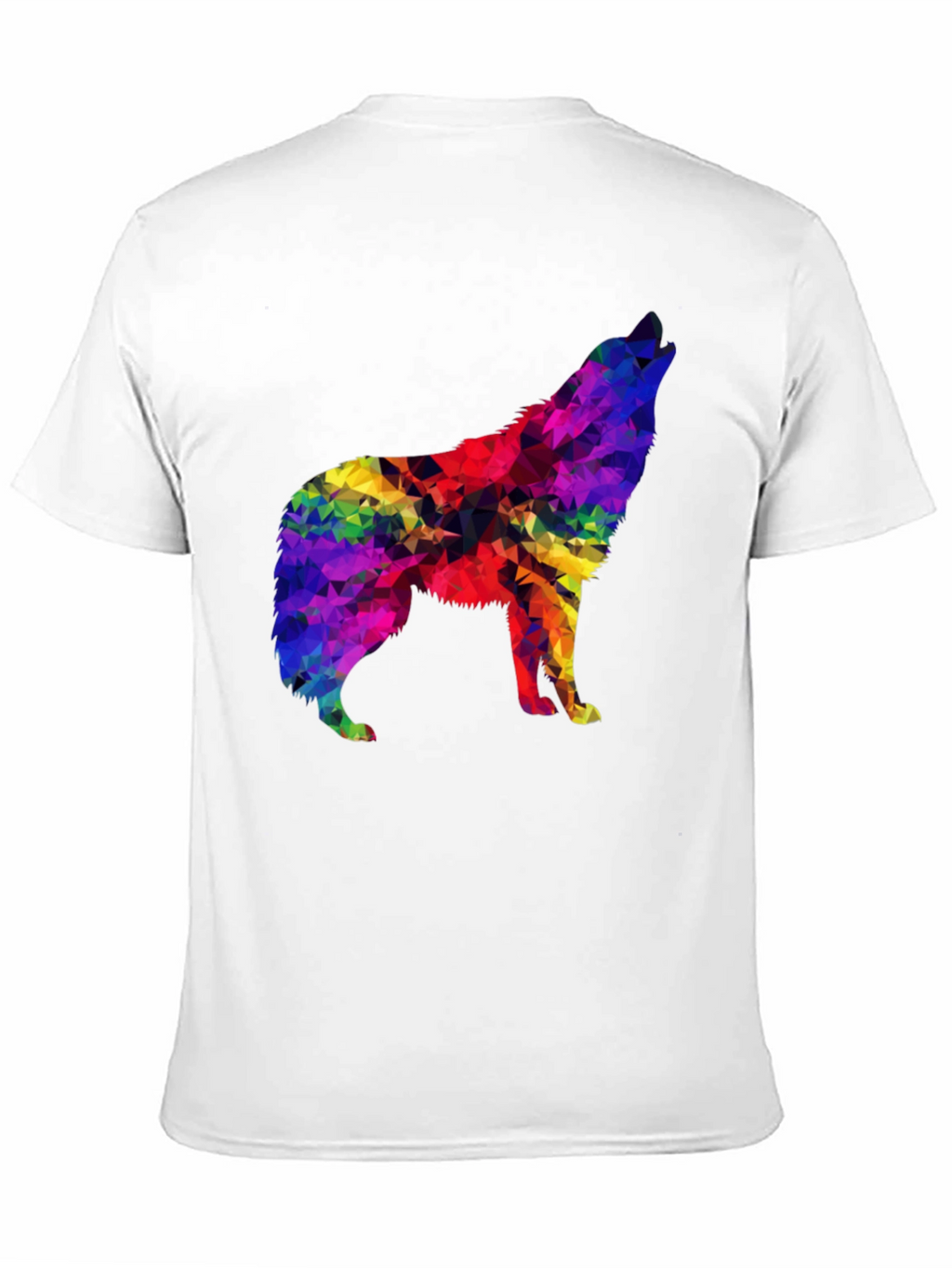 Rainbow Geometric Wolf Graphic Tee - Soft Black T-Shirt