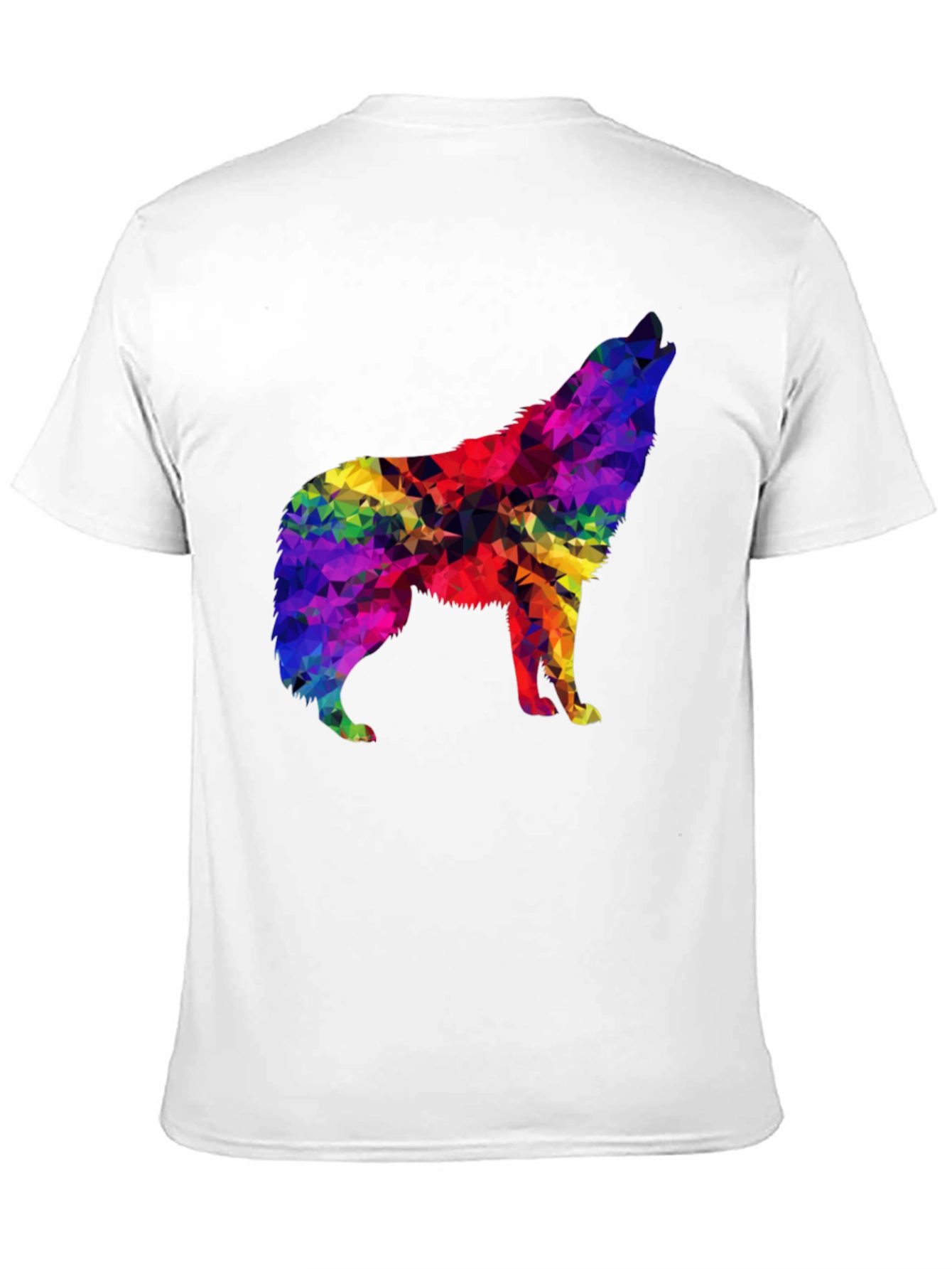 Rainbow Geometric Wolf Graphic Tee - Soft Black T-Shirt