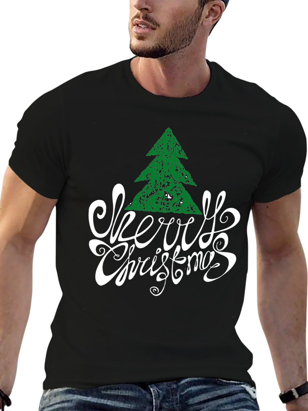 Festive Merry Christmas Tree Graphic Tee