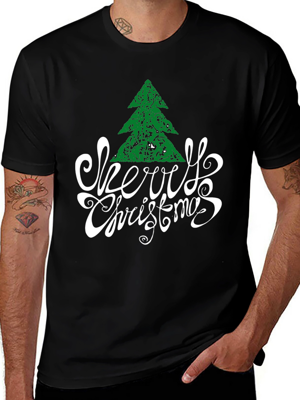 Festive Merry Christmas Tree Graphic Tee