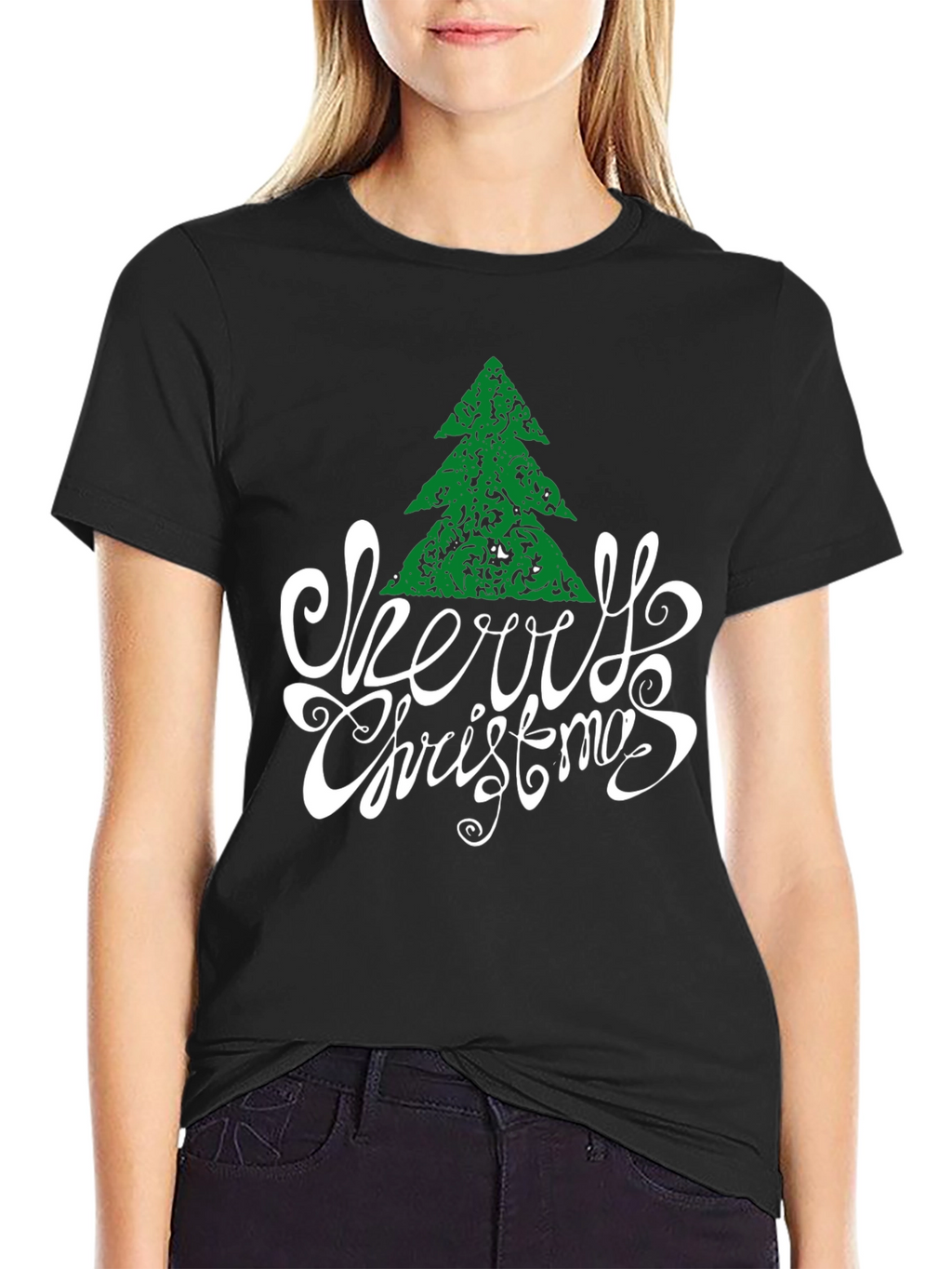 Festive Merry Christmas Tree Graphic Tee