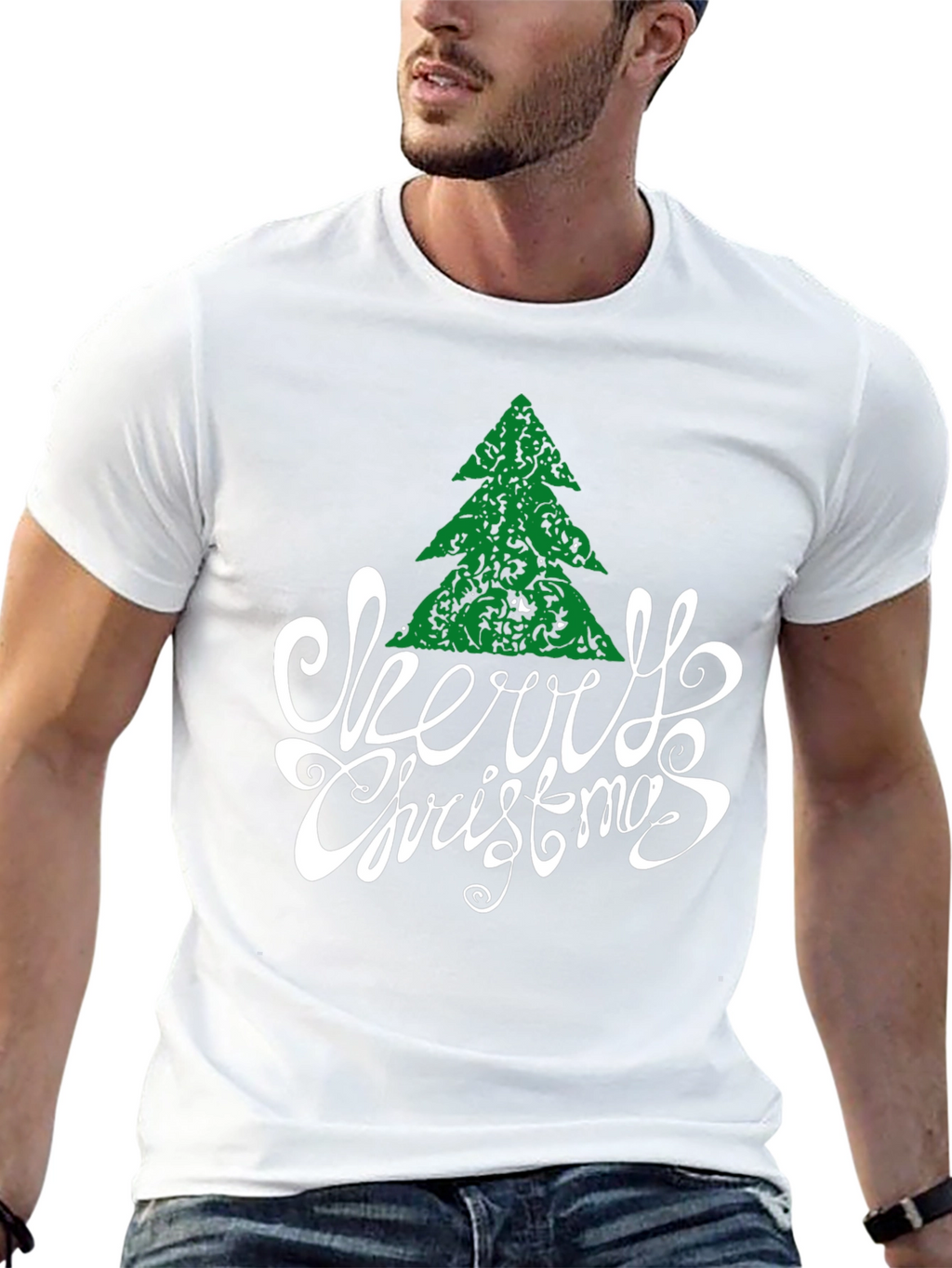 Festive Merry Christmas Tree Graphic Tee