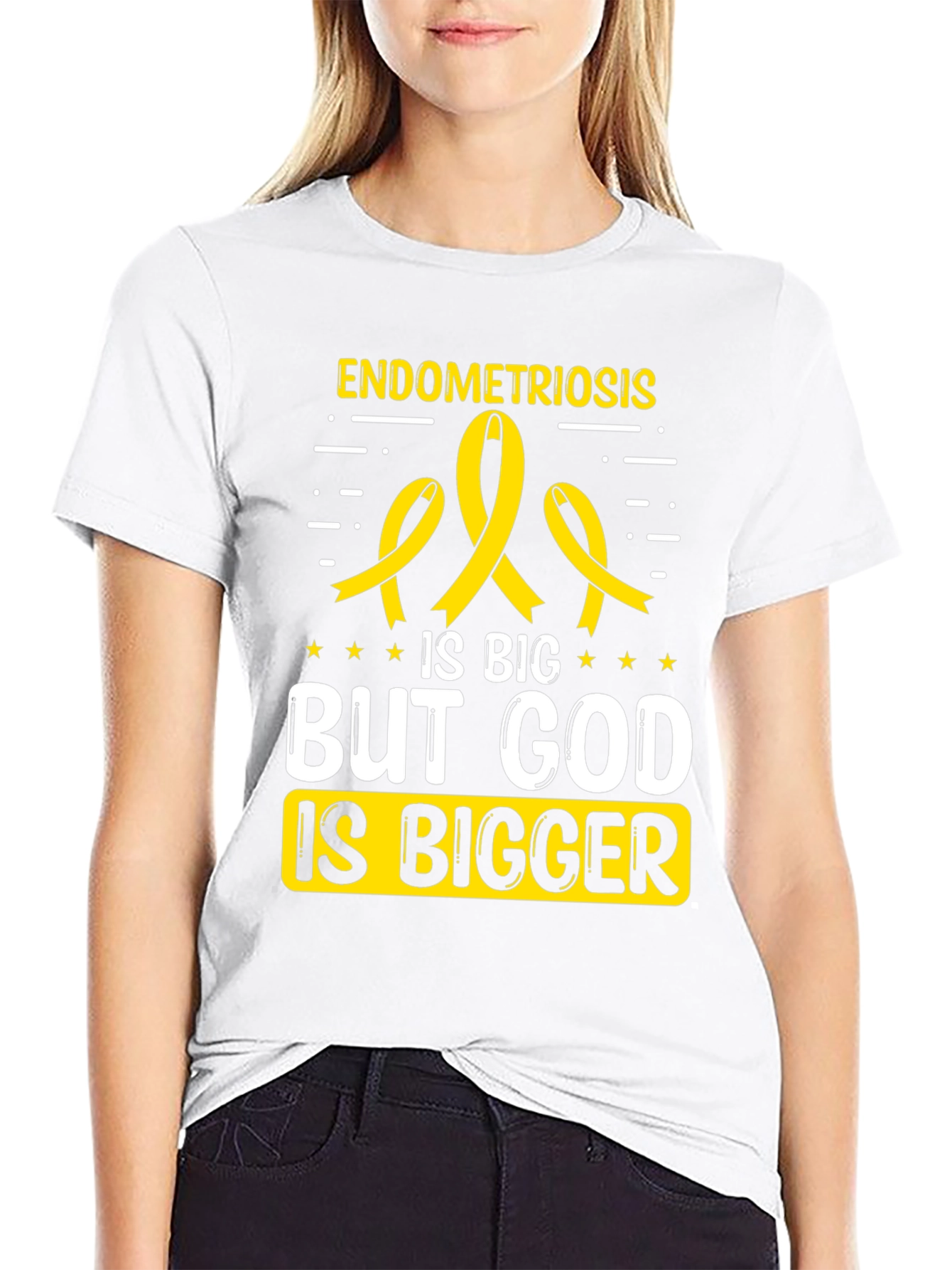 Endometriosis Awareness T-Shirt: God is Bigger