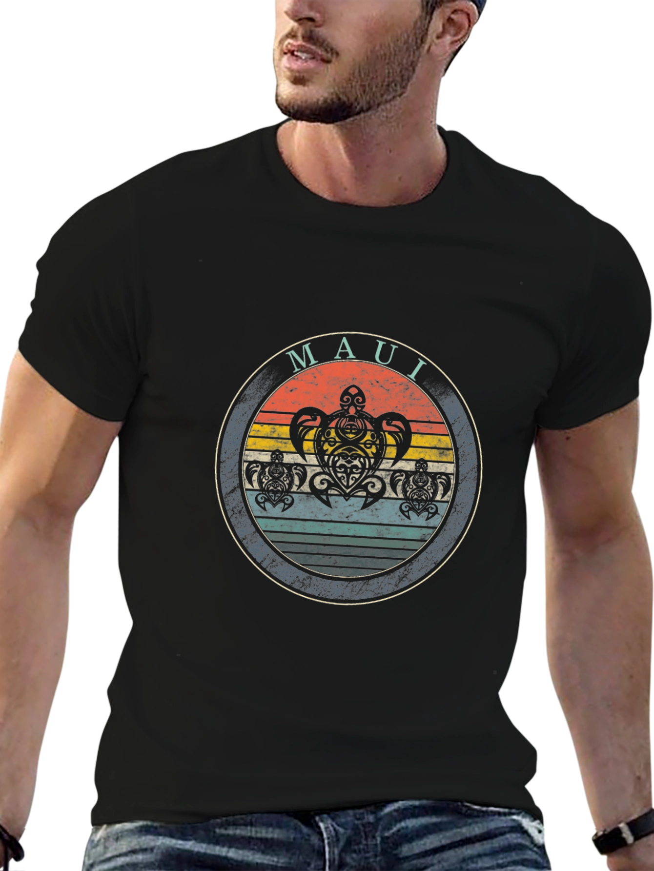 Maui Turtle Graphic Tee - Black