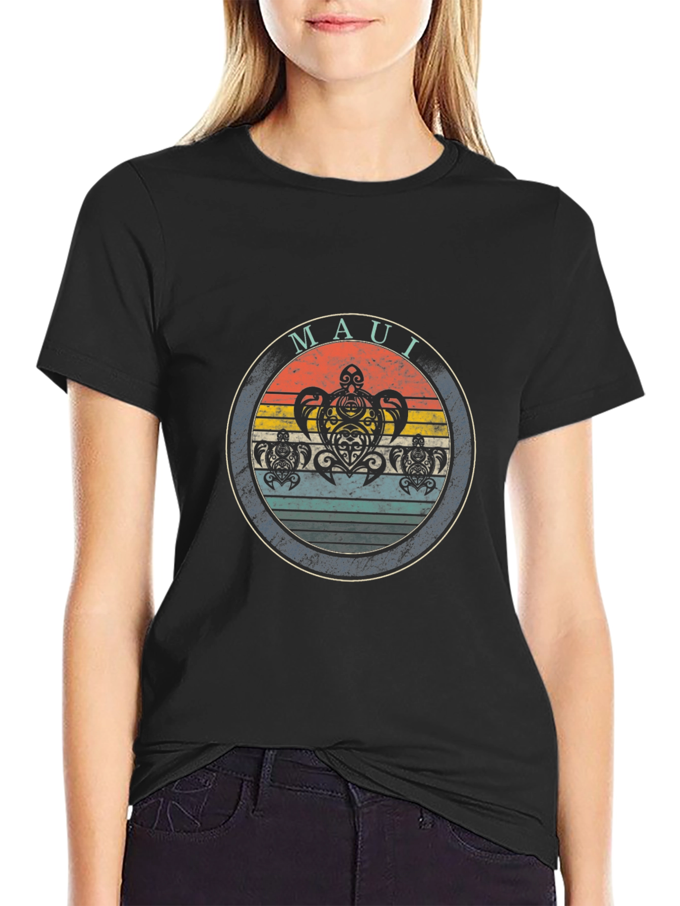 Maui Turtle Graphic Tee - Black