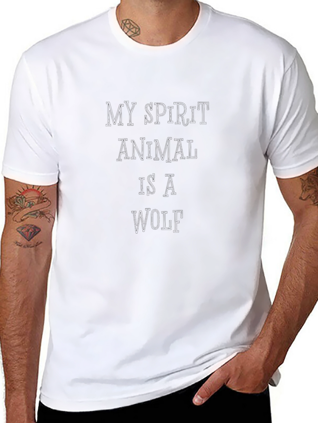 My Spirit Animal Is A Wolf Black T-Shirt