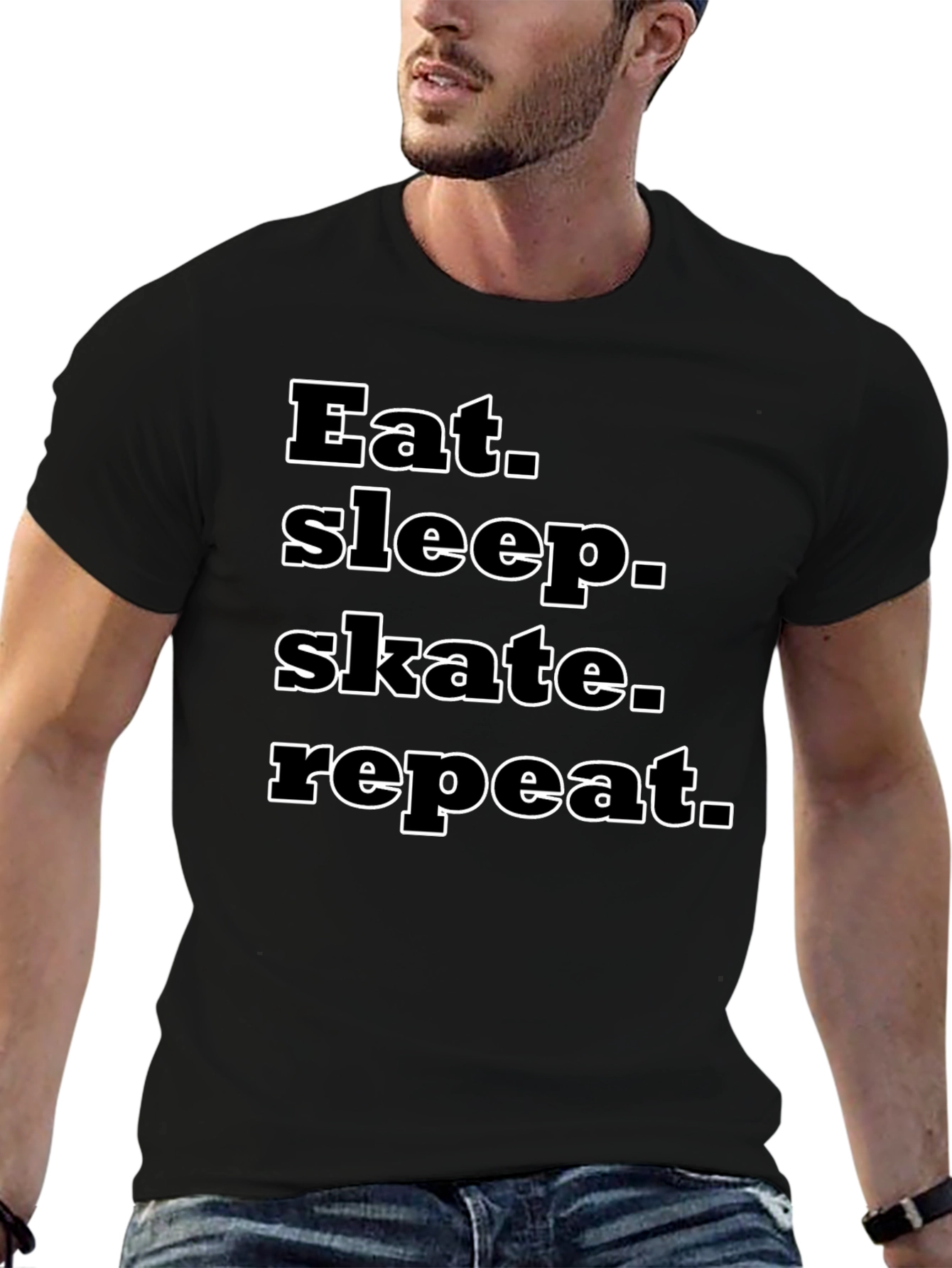 Eat Sleep Skate Repeat Black T-Shirt