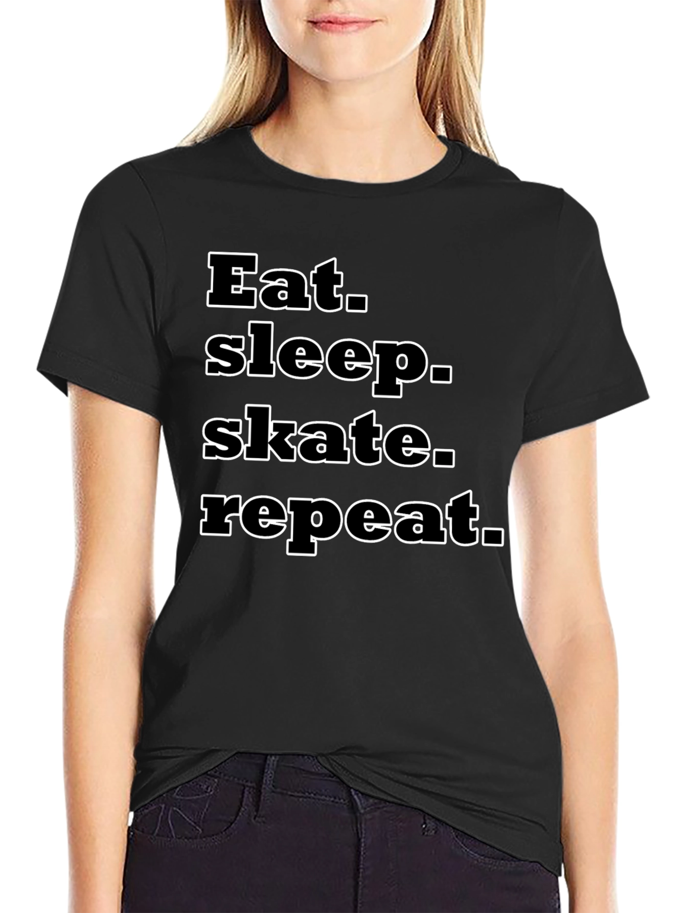 Eat Sleep Skate Repeat Black T-Shirt