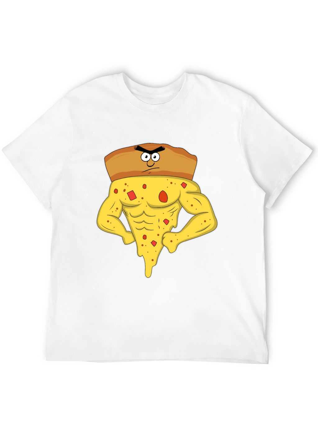 Funny Muscular Pizza Slice Graphic T-Shirt