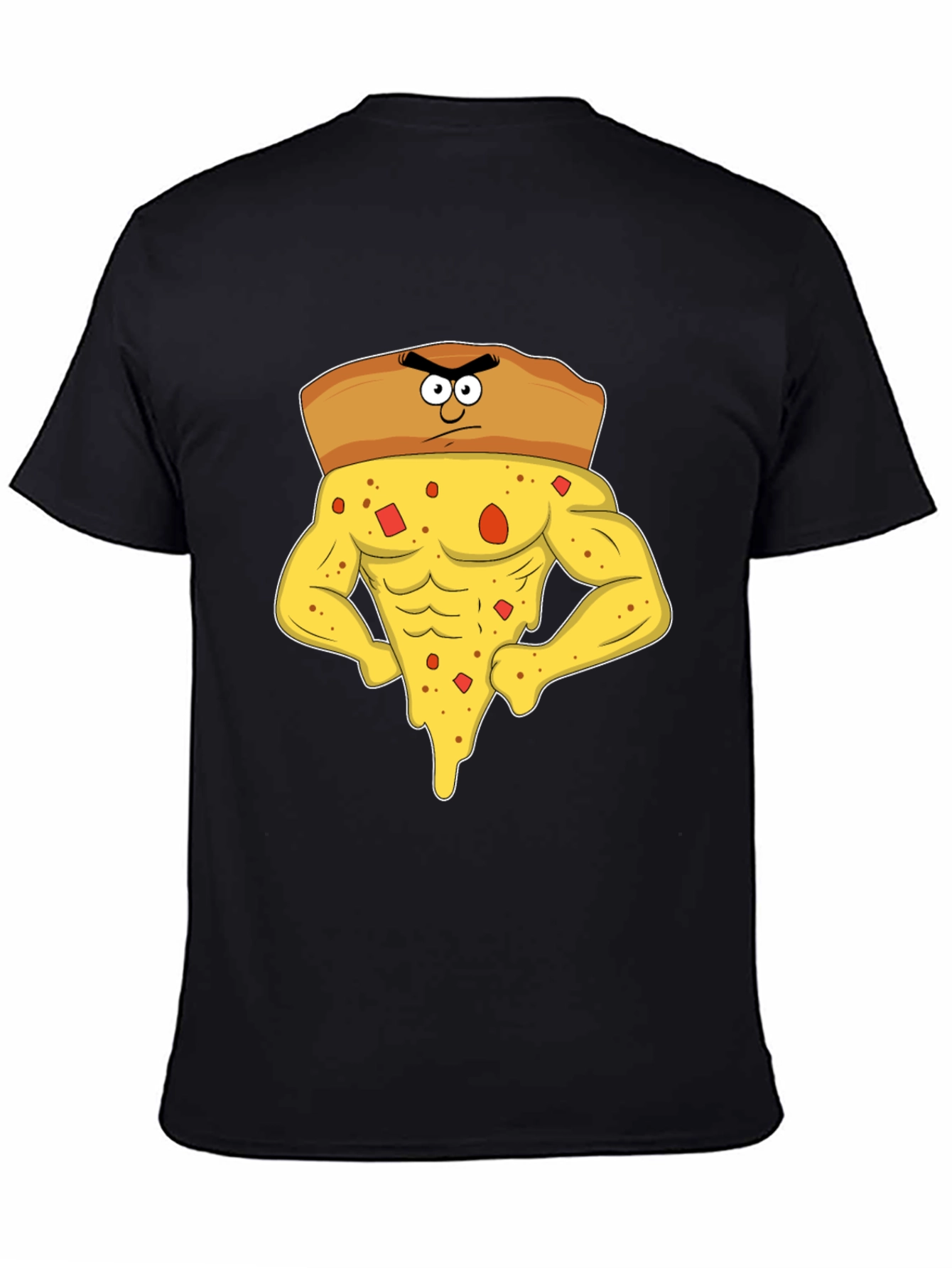 Funny Muscular Pizza Slice Graphic T-Shirt